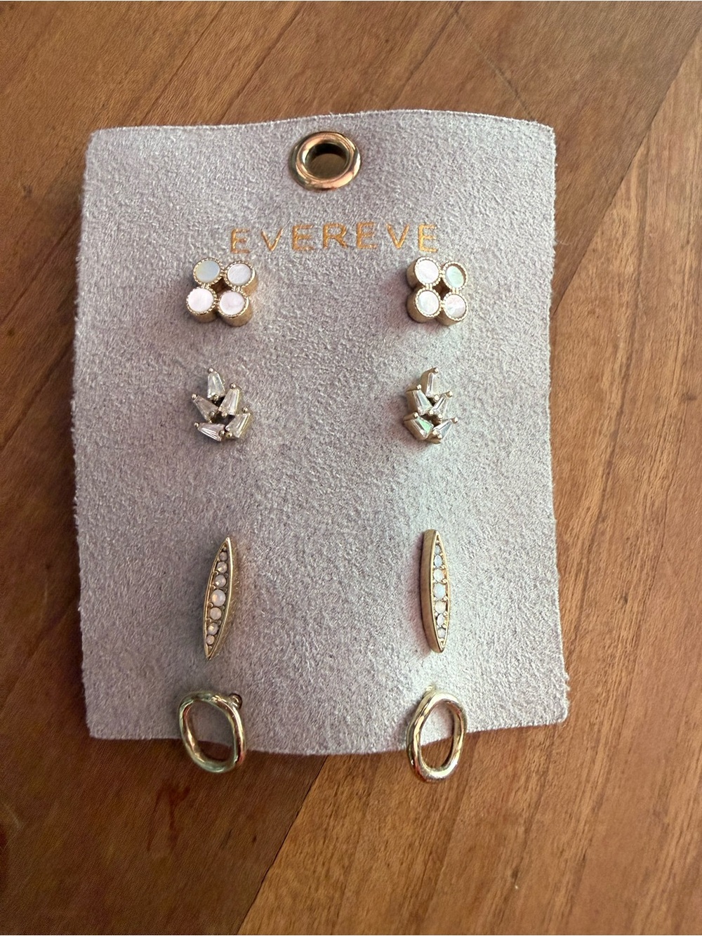Evereve Gold and White Crystal 4-Pair Earring Set